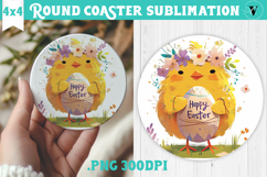 Easter Round Coaster | Watercolor Chick | Happy Easter Product Image 1