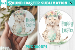 Easter Round Coaster | Watercolor Lion | Happy Easter Product Image 1