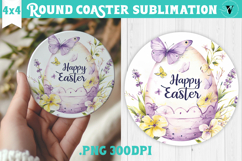 Easter Round Coaster | Watercolor Egg | Happy Easter Product Image 1