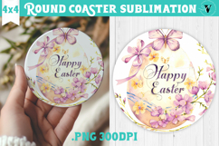 Easter Round Coaster | Watercolor Egg | Happy Easter Product Image 1