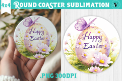 Easter Round Coaster | Watercolor Egg | Happy Easter Product Image 1
