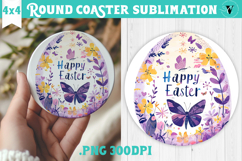 Easter Round Coaster | Watercolor Egg | Happy Easter Product Image 1