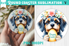 Easter Round Coaster | Watercolor Dog | Happy Easter Product Image 1