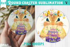 Easter Round Coaster | Watercolor Chipmunk | Happy Easter Product Image 1