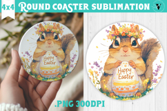 Easter Round Coaster | Watercolor Chipmunk | Happy Easter Product Image 1