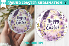 Easter Round Coaster | Watercolor Egg | Happy Easter Product Image 1