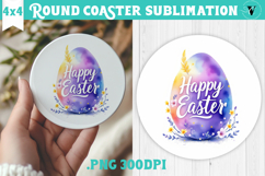 Easter Round Coaster | Watercolor Egg | Happy Easter Product Image 1