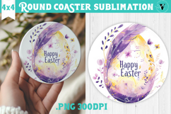 Easter Round Coaster | Watercolor Egg | Happy Easter Product Image 1