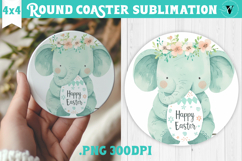 Easter Round Coaster | Watercolor Elephant | Happy Easter Product Image 1