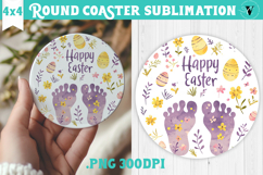 Easter Round Coaster | Watercolor Egg | Happy Easter Product Image 1