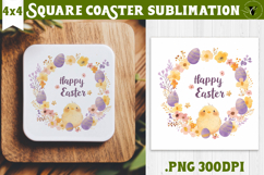 Easter Square Coaster | Watercolor Chick | Happy Easter Product Image 1