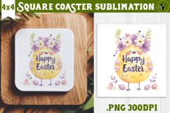 Easter Square Coaster | Watercolor Chick | Happy Easter Product Image 1