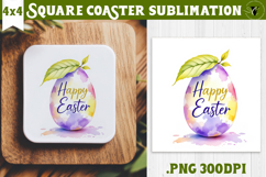 Easter Square Coaster | Watercolor Egg | Happy Easter Product Image 1