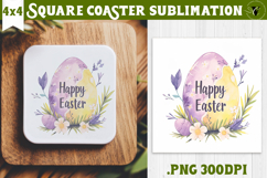 Easter Square Coaster | Watercolor Egg | Happy Easter Product Image 1