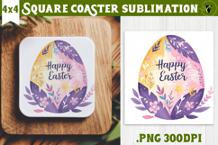 Easter Square Coaster | Watercolor Egg | Happy Easter Product Image 1
