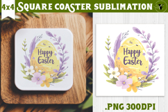 Easter Square Coaster | Watercolor Egg | Happy Easter Product Image 1