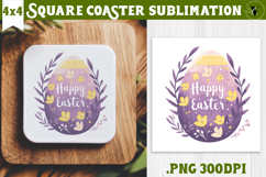 Easter Square Coaster | Watercolor Egg | Happy Easter Product Image 1