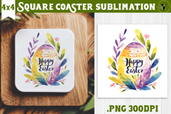 Easter Square Coaster | Watercolor Egg | Happy Easter Product Image 1