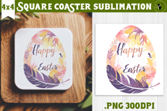 Easter Square Coaster | Watercolor Egg | Happy Easter Product Image 1