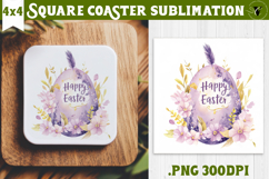 Easter Square Coaster | Watercolor Egg | Happy Easter Product Image 1