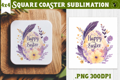 Easter Square Coaster | Watercolor Egg | Happy Easter Product Image 1