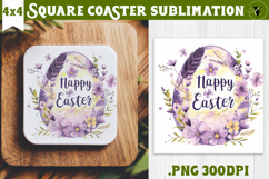 Easter Square Coaster | Watercolor Egg | Happy Easter Product Image 1