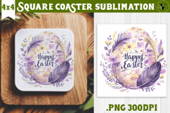 Easter Square Coaster | Watercolor Egg | Happy Easter Product Image 1
