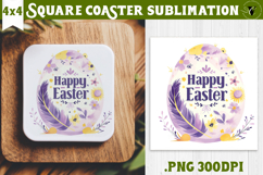 Easter Square Coaster | Watercolor Egg | Happy Easter Product Image 1