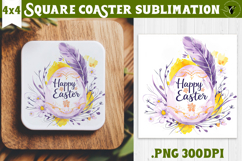 Easter Square Coaster | Watercolor Egg | Happy Easter Product Image 1