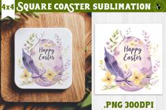 Easter Square Coaster | Watercolor Egg | Happy Easter Product Image 1