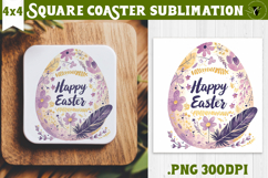 Easter Square Coaster | Watercolor Egg | Happy Easter Product Image 1