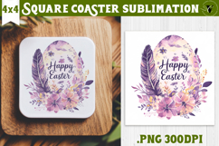 Easter Square Coaster | Watercolor Egg | Happy Easter Product Image 1