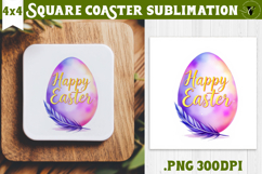 Easter Square Coaster | Watercolor Egg | Happy Easter Product Image 1
