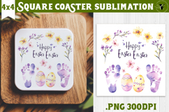 Easter Square Coaster | Watercolor Egg | Happy Easter Product Image 1