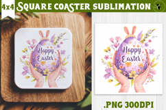 Easter Square Coaster | Watercolor Egg | Happy Easter Product Image 1