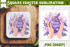 Easter Square Coaster | Watercolor Egg | Happy Easter Product Image 1