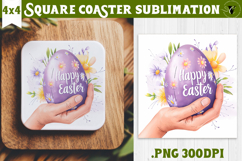 Easter Square Coaster | Watercolor Egg | Happy Easter Product Image 1