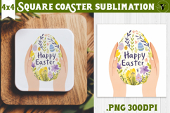 Easter Square Coaster | Watercolor Egg | Happy Easter Product Image 1