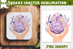 Easter Square Coaster | Watercolor Egg | Happy Easter Product Image 1