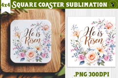 Easter Square Coaster | Watercolor | Happy Easter Product Image 1