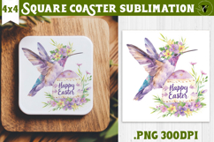 Square Coaster | Watercolor Hummingbird | Happy Easter Product Image 1
