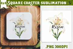 Easter Square Coaster | Watercolor Flowers | Happy Easter Product Image 1