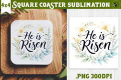 Easter Square Coaster | Watercolor Flowers | Happy Easter Product Image 1