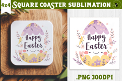 Easter Square Coaster | Watercolor Egg | Happy Easter Product Image 1