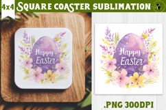 Easter Square Coaster | Watercolor Egg | Happy Easter Product Image 1