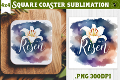 Easter Square Coaster | Watercolor Flowers | Happy Easter Product Image 1