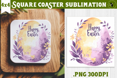 Easter Square Coaster | Watercolor Egg | Happy Easter Product Image 1