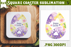 Easter Square Coaster | Watercolor Egg | Happy Easter Product Image 1