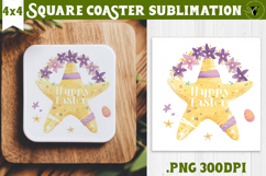Easter Square Coaster | Watercolor Starfish | Happy Easter Product Image 1