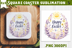Easter Square Coaster | Watercolor Egg | Happy Easter Product Image 1